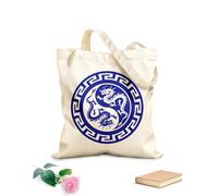 AILOONG Canvas Tote Bag Chinese Dragons Yin Yang Symbol Buddhism 340g/m² thick fabric Replaces school bag