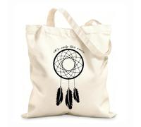 AILOONG Canvas Tote Bag Dream Catcher Dreamcatcher Amulet Quote We Only Live Once 12 oz thick fabric Replaces school bag 35x40cm Large