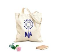 AILOONG Canvas Tote Bag Dream Catcher Dreamcatcher Amulet Quote We Only Live Once 340g/m² thick fabric Replaces school bag