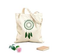 AILOONG Canvas Tote Bag Dream Catcher Dreamcatcher Amulet Quote We Only Live Once 340g/m² thick fabric Replaces school bag