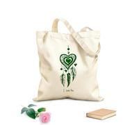 AILOONG Canvas Tote Bag Dreamcatcher Ornament Heart Feathers Amulet Talisman 340g/m² thick fabric Replaces school bag