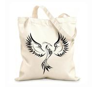 AILOONG Canvas Tote Bag Fantasy Phoenix Bird Abstract Ornament 12 oz thick fabric Replaces school bag 25x30cm Small