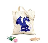 AILOONG Canvas Tote Bag Flying Dragon Silhouette With Wings Mythology 340g/m² thick fabric Replaces school bag
