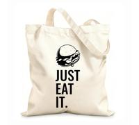 AILOONG Canvas Tote Bag Just Eat It Burger Lettering Restaurant 12 oz thick fabric Replaces school bag 35x40cm Large