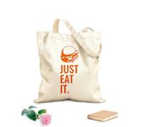 AILOONG Canvas Tote Bag Just Eat It Burger Lettering Restaurant 340g/m² thick fabric Replaces school bag