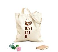 AILOONG Canvas Tote Bag Just Eat It Burger Lettering Restaurant 340g/m² thick fabric Replaces school bag