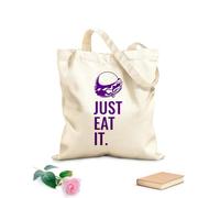 AILOONG Canvas Tote Bag Just Eat It Burger Lettering Restaurant 340g/m² thick fabric Replaces school bag
