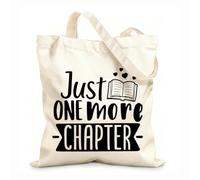 AILOONG Canvas Tote Bag Just One More Chapter Library Reading Bookworm 12 oz thick fabric Replaces school bag 31x36cm Medium