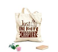 AILOONG Canvas Tote Bag Just One More Chapter Library Reading Bookworm 340g/m² thick fabric Replaces school bag