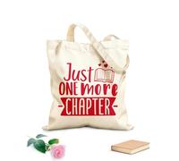 AILOONG Canvas Tote Bag Just One More Chapter Library Reading Bookworm 340g/m² thick fabric Replaces school bag
