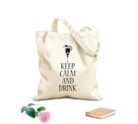 AILOONG Canvas Tote Bag Keep Calm And Drink Alcohol Cocktail Bar Pab 12 oz thick fabric Replaces school bag 31x36cm Medium