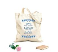 AILOONG Canvas Tote Bag Live Every Moment, Laugh Every Day, Love Beyond Words 340g/m² thick fabric Replaces school bag