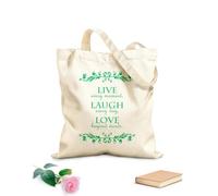 AILOONG Canvas Tote Bag Live Every Moment, Laugh Every Day, Love Beyond Words 340g/m² thick fabric Replaces school bag