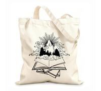 AILOONG Canvas Tote Bag Open Book Shop Reading Stories Library Bookworm 12 oz thick fabric Replaces school bag 31x36cm Medium