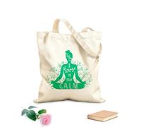 AILOONG Canvas Tote Bag Phrase I Choose To Stay Calm Lotus Pose 340g/m² thick fabric Replaces school bag