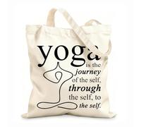 AILOONG Canvas Tote Bag Phrase Motivation Philosophical Statement About Yoga 12 oz thick fabric Replaces school bag 25x30cm Small