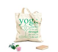 AILOONG Canvas Tote Bag Phrase Motivation Philosophical Statement About Yoga 340g/m² thick fabric Replaces school bag