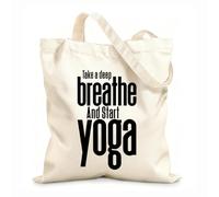 AILOONG Canvas Tote Bag Quote Yoga Start Breathe Meditation Room 12 oz thick fabric Replaces school bag 35x40cm Large
