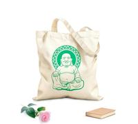 AILOONG Canvas Tote Bag Smiling Buddha Buddhism Religion Yoga Meditation 340g/m² thick fabric Replaces school bag