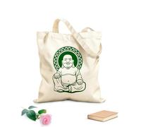 AILOONG Canvas Tote Bag Smiling Buddha Buddhism Religion Yoga Meditation 340g/m² thick fabric Replaces school bag