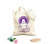 AILOONG Canvas Tote Bag Smiling Buddha Buddhism Religion Yoga Meditation 340g/m² thick fabric Replaces school bag