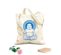 AILOONG Canvas Tote Bag Smiling Buddha Buddhism Religion Yoga Meditation 340g/m² thick fabric Replaces school bag