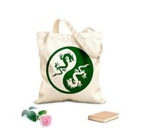 AILOONG Canvas Tote Bag Yin Yang Dragons And White 340g/m² thick fabric Replaces school bag