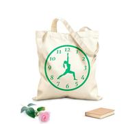AILOONG Canvas Tote Bag Yoga Time Girl Silhouette Pose Clock Mediation 340g/m² thick fabric Replaces school bag
