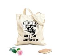 AILOONG Canvas Wine Gift Bag a bad day fishing kill me but why risk it fishing typography graphic 12 oz thick fabric Matches clothing 35x40cm Large