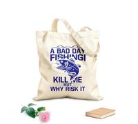 AILOONG Canvas Wine Gift Bag a bad day fishing kill me but why risk it fishing typography graphic 340g/m² thick fabric Matches clothing