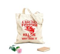 AILOONG Canvas Wine Gift Bag a bad day fishing kill me but why risk it fishing typography graphic 340g/m² thick fabric Matches clothing