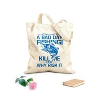 AILOONG Canvas Wine Gift Bag a bad day fishing kill me but why risk it fishing typography graphic 340g/m² thick fabric Matches clothing
