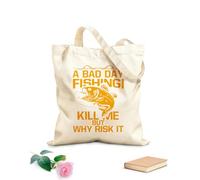 AILOONG Canvas Wine Gift Bag a bad day fishing kill me but why risk it fishing typography graphic 340g/m² thick fabric Matches clothing
