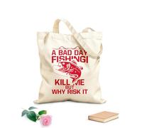 AILOONG Canvas Wine Gift Bag a bad day fishing kill me but why risk it fishing typography graphic 340g/m² thick fabric Matches clothing