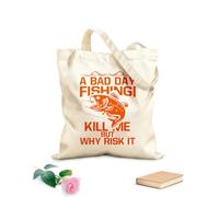 AILOONG Canvas Wine Gift Bag a bad day fishing kill me but why risk it fishing typography graphic 340g/m² thick fabric Matches clothing