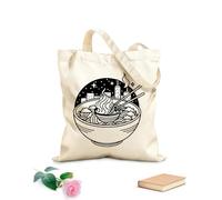AILOONG Canvas Wine Gift Bag a bowl of noodles with chopsticks and a city skyline in the 12 oz thick fabric Matches clothing 35x40cm Large