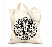 AILOONG Canvas Wine Gift Bag a captivating and of an elephant intricately adorned with mandala style patterns 12 oz thick fabric Matches clothing 25x30cm Small