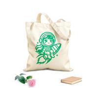 AILOONG Canvas Wine Gift Bag a cartoon astronaut girl sitting on a rocket 340g/m² thick fabric Matches clothing