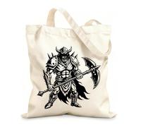 AILOONG Canvas Wine Gift Bag a cartoon viking with a large axe 12 oz thick fabric Matches clothing 25x30cm Small