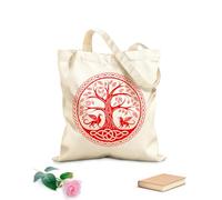 AILOONG Canvas Wine Gift Bag a celtic tree of life with two lions and a dragon 340g/m² thick fabric Matches clothing