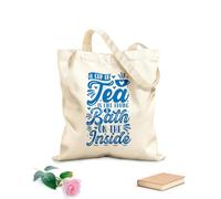 AILOONG Canvas Wine Gift Bag a cup of tea is like having a bath on the inside tea quote 340g/m² thick fabric Matches clothing