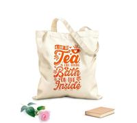 AILOONG Canvas Wine Gift Bag a cup of tea is like having a bath on the inside tea quote 340g/m² thick fabric Matches clothing