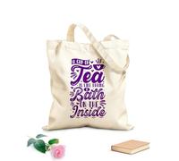 AILOONG Canvas Wine Gift Bag a cup of tea is like having a bath on the inside tea quote 340g/m² thick fabric Matches clothing