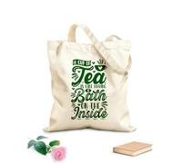 AILOONG Canvas Wine Gift Bag a cup of tea is like having a bath on the inside tea quote 340g/m² thick fabric Matches clothing
