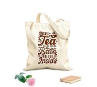 AILOONG Canvas Wine Gift Bag a cup of tea is like having a bath on the inside tea quote 340g/m² thick fabric Matches clothing