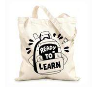 AILOONG Canvas Wine Gift Bag a glyph of a school bag with ready to learn typography 12 oz thick fabric Matches clothing 25x30cm Small