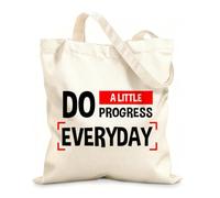 AILOONG Canvas Wine Gift Bag A little progress every day is inspiring 12 oz thick fabric Matches clothing 25x30cm Small