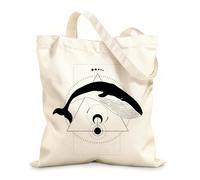 AILOONG Canvas Wine Gift Bag abstract animal tattoo with a whale and geometric elements 12 oz thick fabric Matches clothing 25x30cm Small