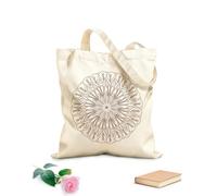 AILOONG Canvas Wine Gift Bag abstract mandala with ornate patterns meditative flower shape 340g/m² thick fabric Matches clothing