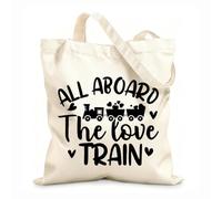 AILOONG Canvas Wine Gift Bag all aboard the love happy valentine day quotes mug design 12 oz thick fabric Matches clothing 35x40cm Large